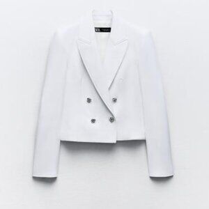 Zara White Double-Breasted Women's JacketRef 2778/498 NWT